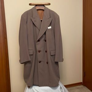 Crombie taupe wool double breasted overcoat, size 48/XXL